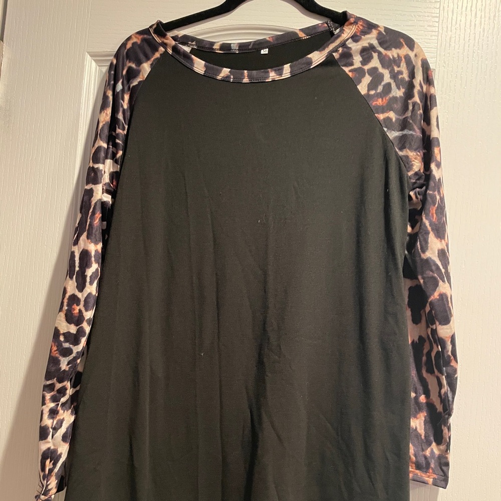 Black and animal print sweater dress